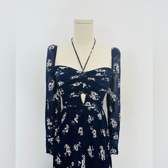 Self-Portrait Cutout Chiffon Midi Dress - Picture 5 of 12